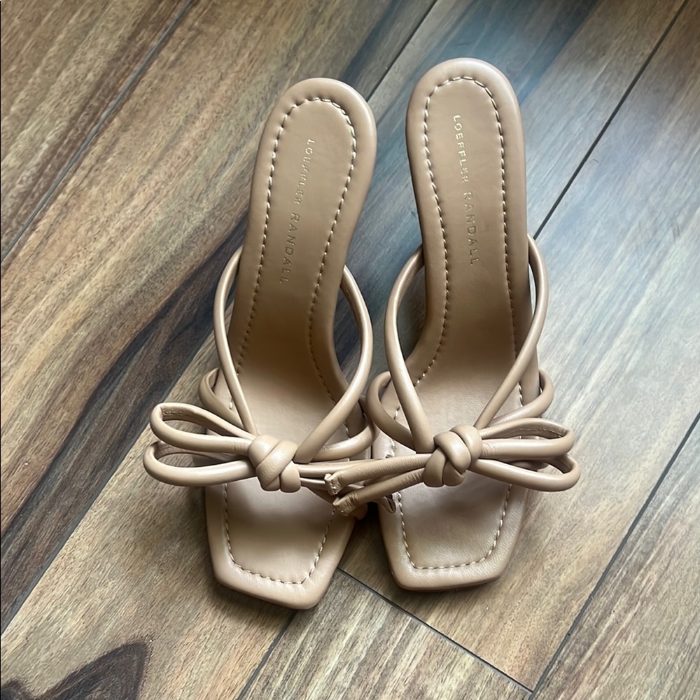 Loeffler Randall Cream Bow Mules